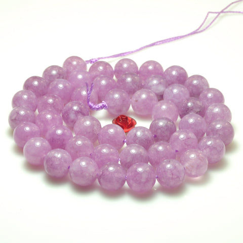 YesBeads Malaysia Jade smooth round loose beads lavender purple gemstone wholesale 8mm 15"