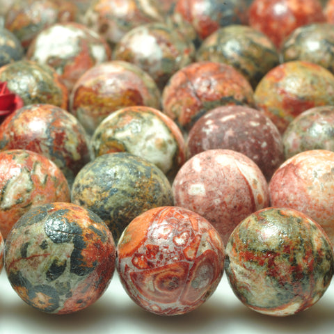 YesBeads natural red Leopardskin Jasper matte round loose beads wholesale gemstone 10mm 15"