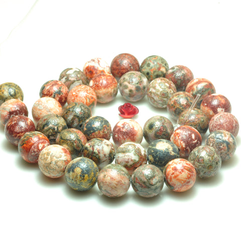 YesBeads natural red Leopardskin Jasper matte round loose beads wholesale gemstone 10mm 15"