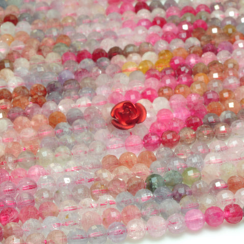 YesBeads Natural Rainbow Spinel multi mixed gemstone micro faceted loose round beads wholesale jewelry making supplies 15"