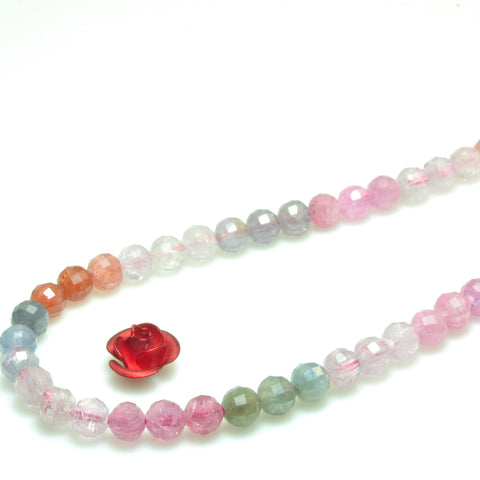 YesBeads Natural Rainbow Spinel multi mixed gemstone micro faceted loose round beads wholesale jewelry making supplies 15"