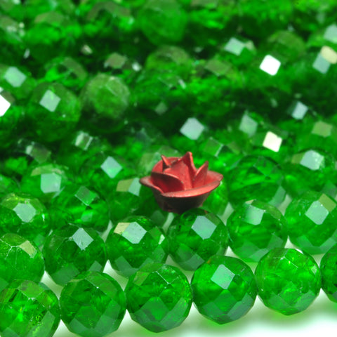 Natural green Chrome Diopside faceted round loose beads wholesale gemstone jewelry making bracelet necklace diy