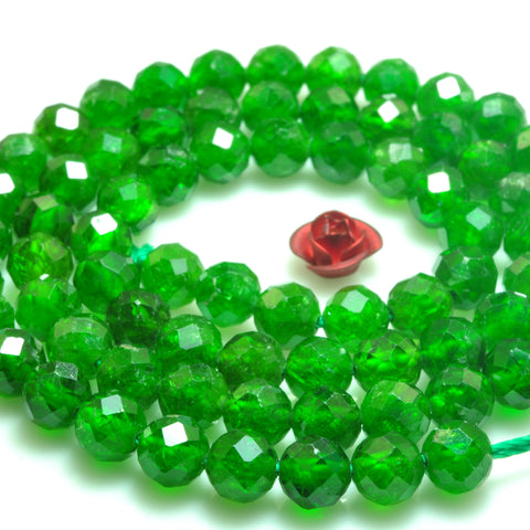Natural green Chrome Diopside faceted round loose beads wholesale gemstone jewelry making bracelet necklace diy