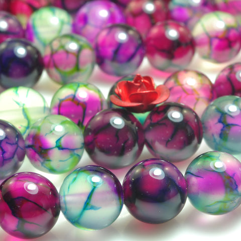 YesBeads Fire Agate smooth round beads gemstone wholesale jewelry 15"