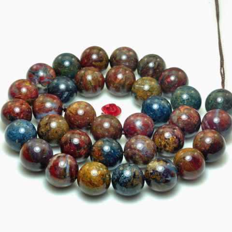 YesBeads Natural Pietersite gemstone smooth round loose beads brown stone wholesale jewelry making bracelet design 15"