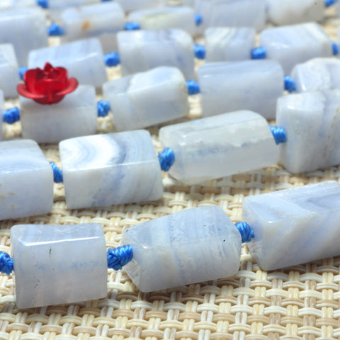 YesBeads Natural Blue Lace Agate smooth rectangle beads gemstone wholesae 17"