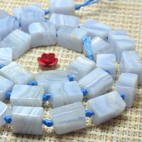 YesBeads Natural Blue Lace Agate smooth rectangle beads gemstone wholesae 17"