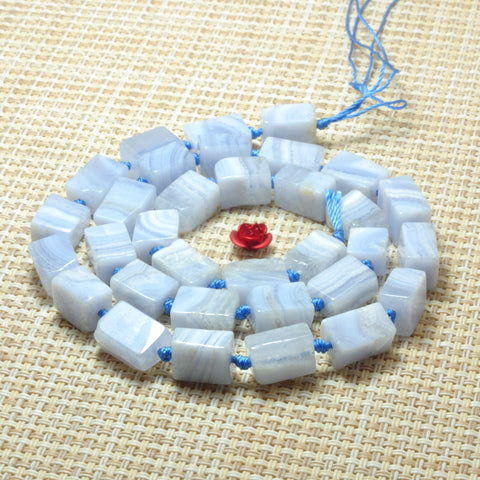 YesBeads Natural Blue Lace Agate smooth rectangle beads gemstone wholesae 17"