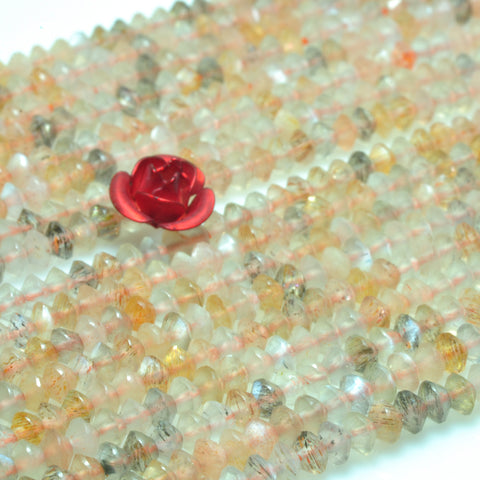 YesBeads natural rainbow moonstone gemstone faceted disc rondelle beads 2x3mm 15"