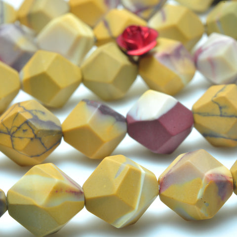 YesBeads Natural Mookaite gemstone star cut faceted nugget beads wholesale 15"