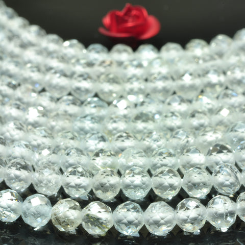 YesBeads natural white Topaz faceted round loose beads wholesale gemstone for jewelry making DIY bracelet necklace 3mm 15"