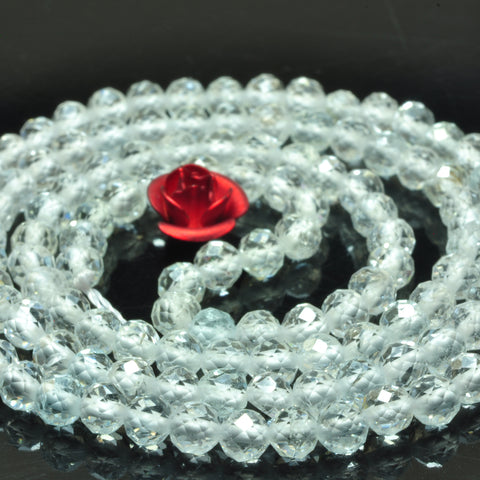 YesBeads natural white Topaz faceted round loose beads wholesale gemstone for jewelry making DIY bracelet necklace 3mm 15"