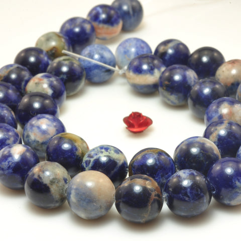 YesBeads Natural orange sodalite gemstone smooth round loose beads wholesale jewelry making 15"