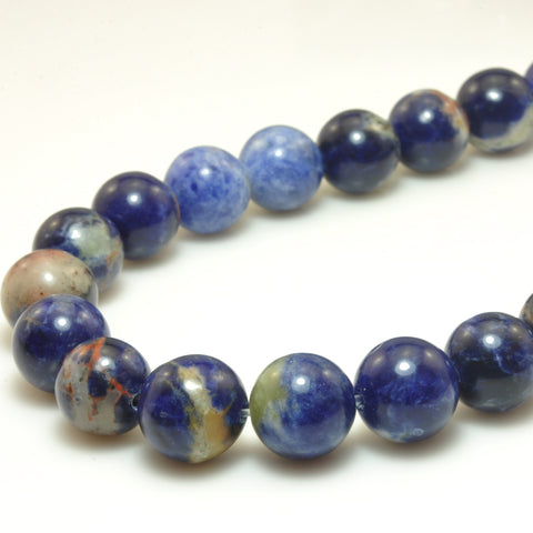 YesBeads Natural orange sodalite gemstone smooth round loose beads wholesale jewelry making 15"
