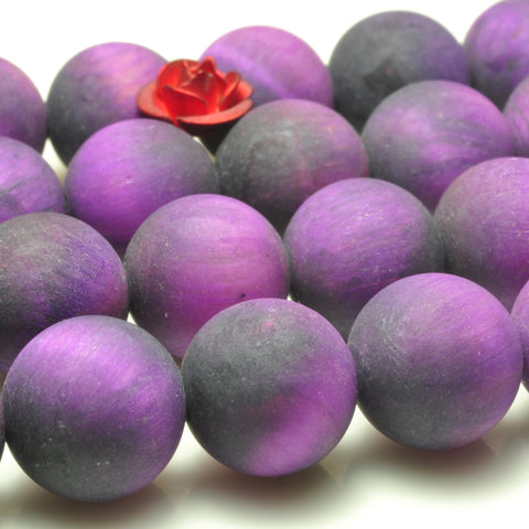 YesBeads Purple tiger eye gemstone matte round loose beads wholesale jewelry making 15"