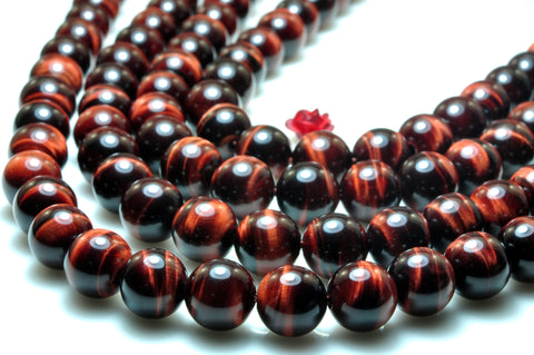 YesBeads Natural red tiger eye gemstone AA grade smooth round loose beads wholesale jewelry making 8mm 15"