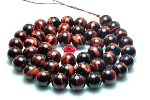 YesBeads Natural red tiger eye gemstone AA grade smooth round loose beads wholesale jewelry making 8mm 15"