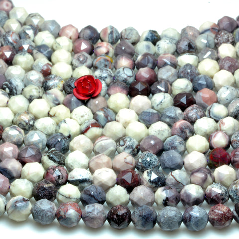 Natural Porcelain Jasper diamond faceted round beads gemstone wholesale jewelry making bracelet necklace diy