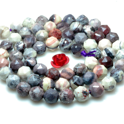 Natural Porcelain Jasper diamond faceted round beads gemstone wholesale jewelry making bracelet necklace diy
