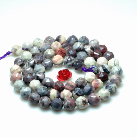 Natural Porcelain Jasper diamond faceted round beads gemstone wholesale jewelry making bracelet necklace diy