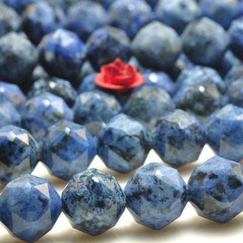 YesBeads Natural Dumortierite diamond faceted round loose beads blue gemstone jewelry 15"