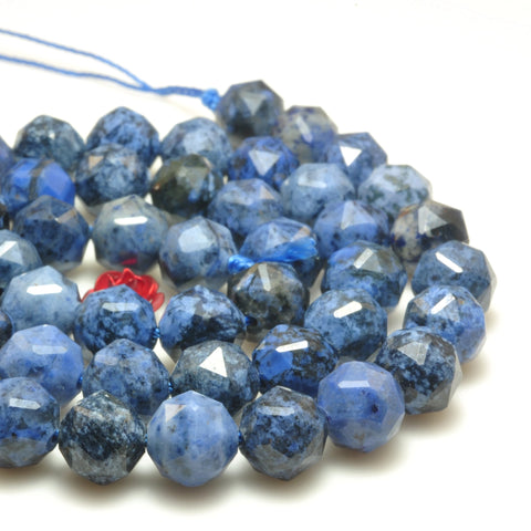 YesBeads Natural Dumortierite diamond faceted round loose beads blue gemstone jewelry 15"