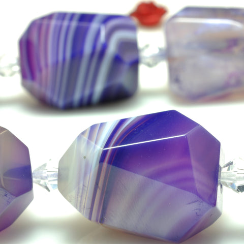 YesBeads Purple Banded Agate faceted nugget drum chunk beads gemstone wholesale 15"