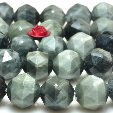 YesBeads Natural Eagle Eye Hawk Eye diamond faceted round loose beads gemstone wholesale jewelry making bracelet diy stuff