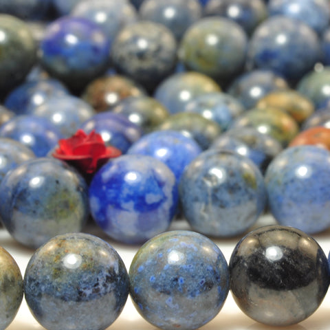 Natural Sunset Dumortierite smooth round loose beads blue dumortierite stone wholesale jewelry making 15"