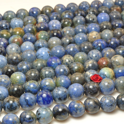 Natural Sunset Dumortierite smooth round loose beads blue dumortierite stone wholesale jewelry making 15"