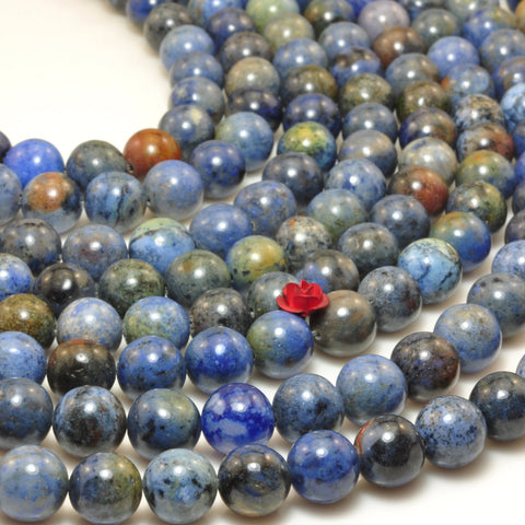 Natural Sunset Dumortierite smooth round loose beads blue dumortierite stone wholesale jewelry making 15"