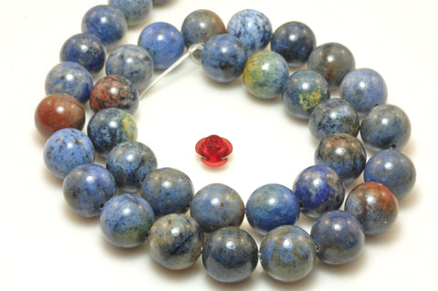 Natural Sunset Dumortierite smooth round loose beads blue dumortierite stone wholesale jewelry making 15"