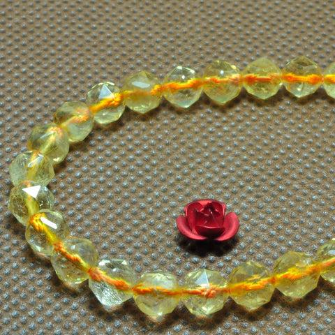 Natural Citrine gemstone diamond faceted round loose beads yellow crystal wholesale jewelry making bracelet necklace diy