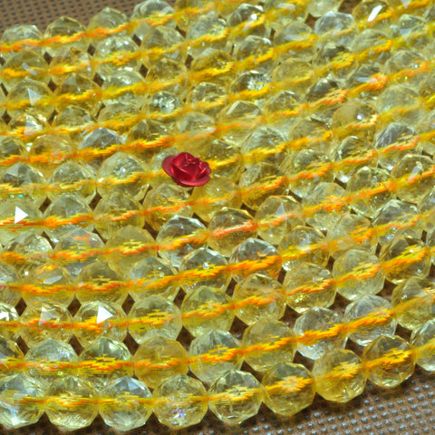 Natural Citrine gemstone diamond faceted round loose beads yellow crystal wholesale jewelry making bracelet necklace diy