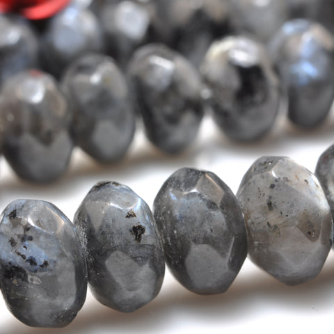 YesBeads Natural Black Labradorite faceted rondelle beads wholesale gemstone jewelry making 5x8mm 15"