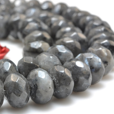 YesBeads Natural Black Labradorite faceted rondelle beads wholesale gemstone jewelry making 5x8mm 15"