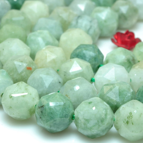 YesBeads Natural Burma Jade diamond faceted round loose beads green jade gemstone wholesale jewelry making 8mm 15"