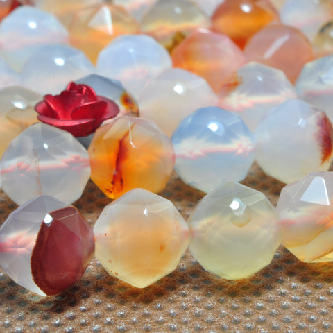 Natural Dendritic Agate diamond faceted round loose beads wholesale gemstone jewelry making bracelet necklace diy