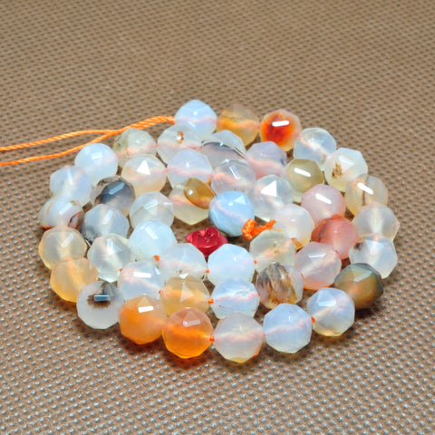 Natural Dendritic Agate diamond faceted round loose beads wholesale gemstone jewelry making bracelet necklace diy