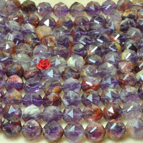 Natural super 7 seven crystal cacoxenite amethyst gemstone diamond faceted round loose beads wholesale jewelry