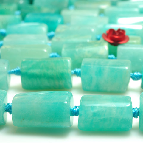 YesBeads natural green Amazonite gemstone faceted nugget tube beads wholesale 15"