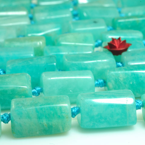YesBeads natural green Amazonite gemstone faceted nugget tube beads wholesale 15"
