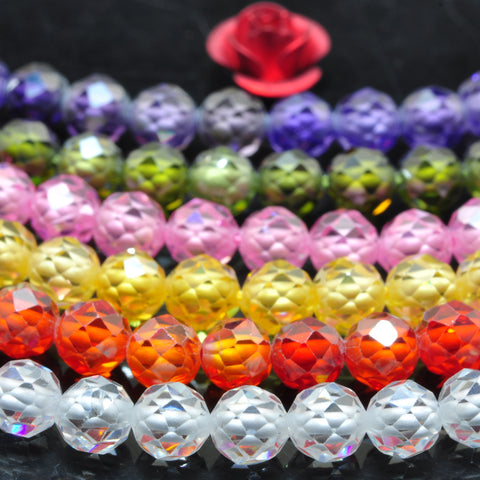 YesBeads Zircon stone faceted round loose beads wholesale zirconia gemstone 4mm 15"