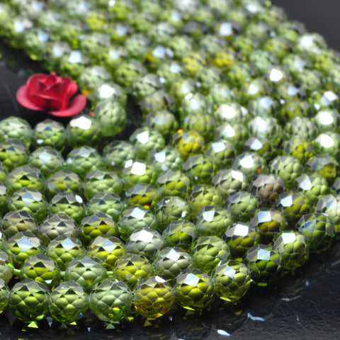 YesBeads Zircon stone faceted round loose beads wholesale zirconia gemstone 4mm 15"