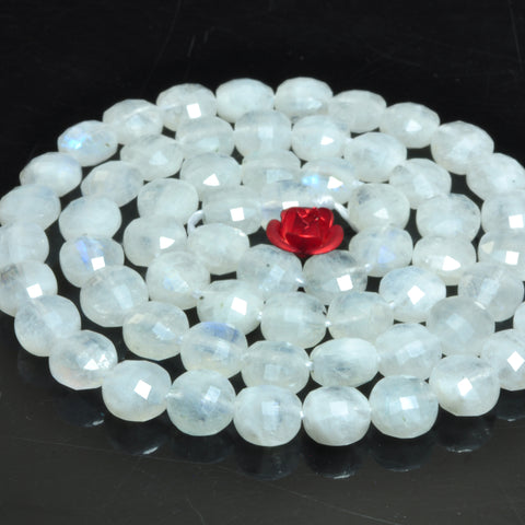 YesBeads natural rainbow Moonstone A grade gemstone micro faceted coin loose beads wholesale jewelry making 15"