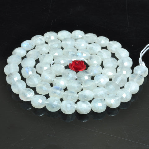 YesBeads natural rainbow Moonstone A grade gemstone micro faceted coin loose beads wholesale jewelry making 15"