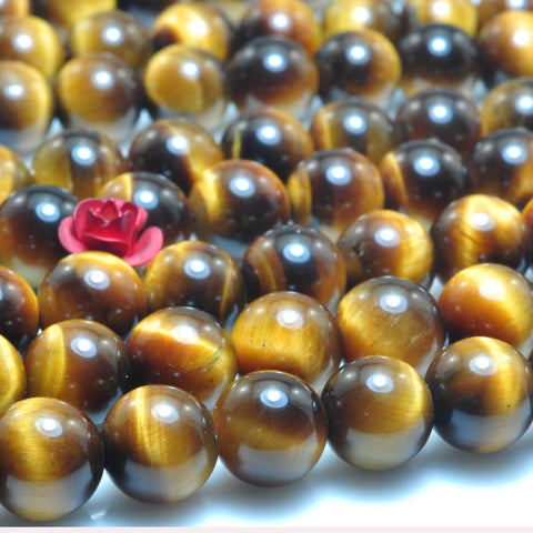 Natural Yellow Tiger Eye gemstone A Grade smooth round loose beads wholesale jewelry making bracelet