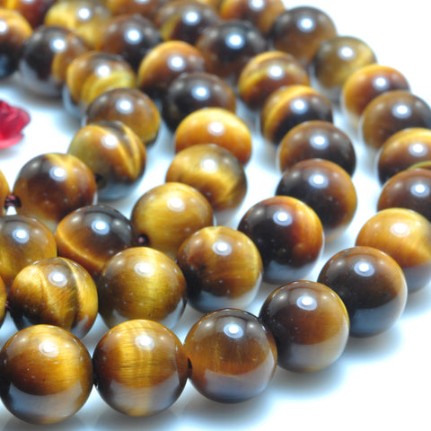 Natural Yellow Tiger Eye gemstone A Grade smooth round loose beads wholesale jewelry making bracelet