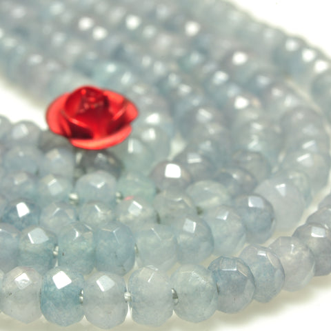 YesBeads Blue Jade faceted rondelle beads gemstone wholesale 3x4mm 15"