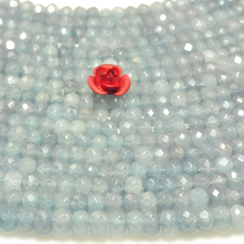 YesBeads Blue Jade faceted rondelle beads gemstone wholesale 3x4mm 15"